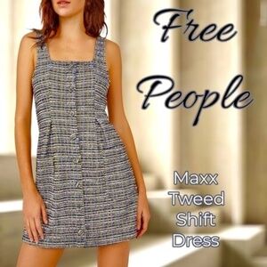 FREE PEOPLE Maxx Colorful Tweed Button Front Sleeveless Shift Mini Dress/SM NWT